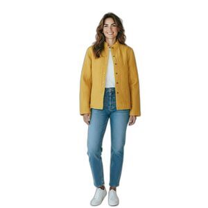 kiko Jacket Women’s  Size L Yellow  100% silk with Pockets  Brand New # 457